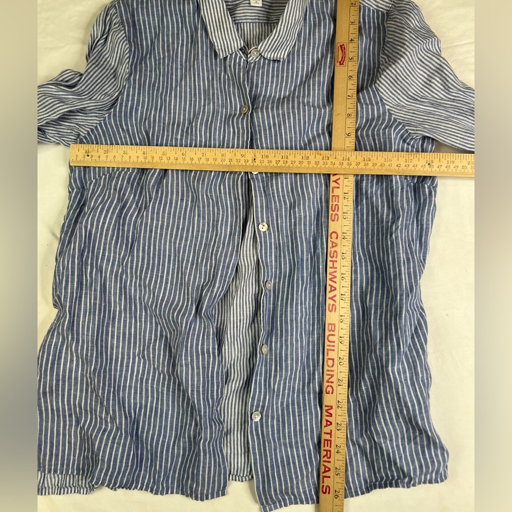 J Jill Shirt Women's Mp Love Linen Button Up Striped Coastal Ladies A030125 - Picture 4 of 4